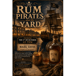 Rum Tastings, Pirates Tales and RWY Recollections Thursday 1st October 7pm