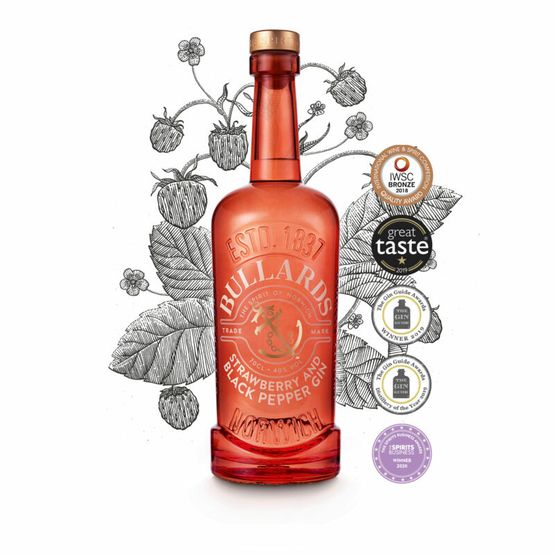 Bullards Strawberry &amp; Black Pepper Gin 70cl (40% ABV)