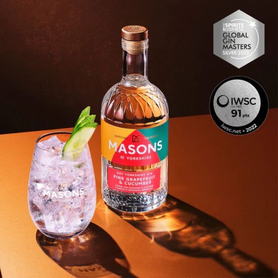 Masons Dry Yorkshire Gin - Pink Grapefruit &amp; Cucumber (70cl) 42%