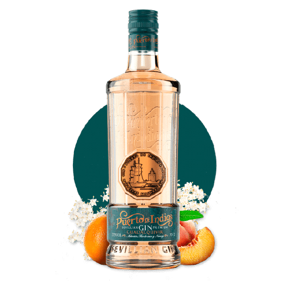 Puerto de Indias Peach, Elderflower &amp; Orange Gin 70cl (37.5% ABV)